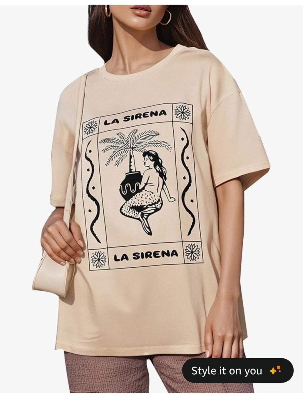 La Sirena Graphic Tee in Beige